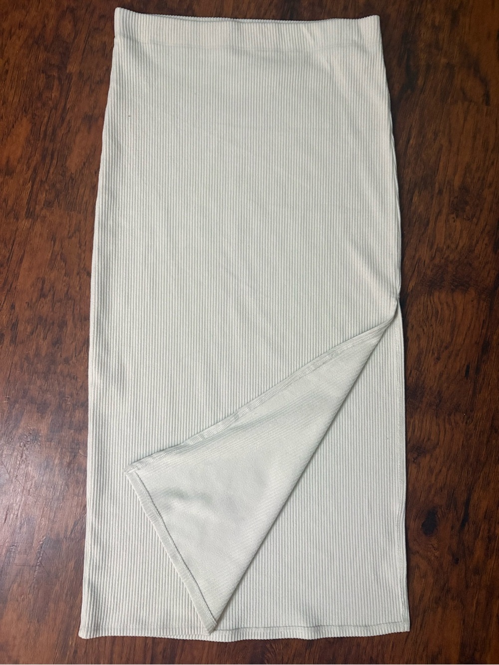 Garage Cream Ribbed Midi Skirt